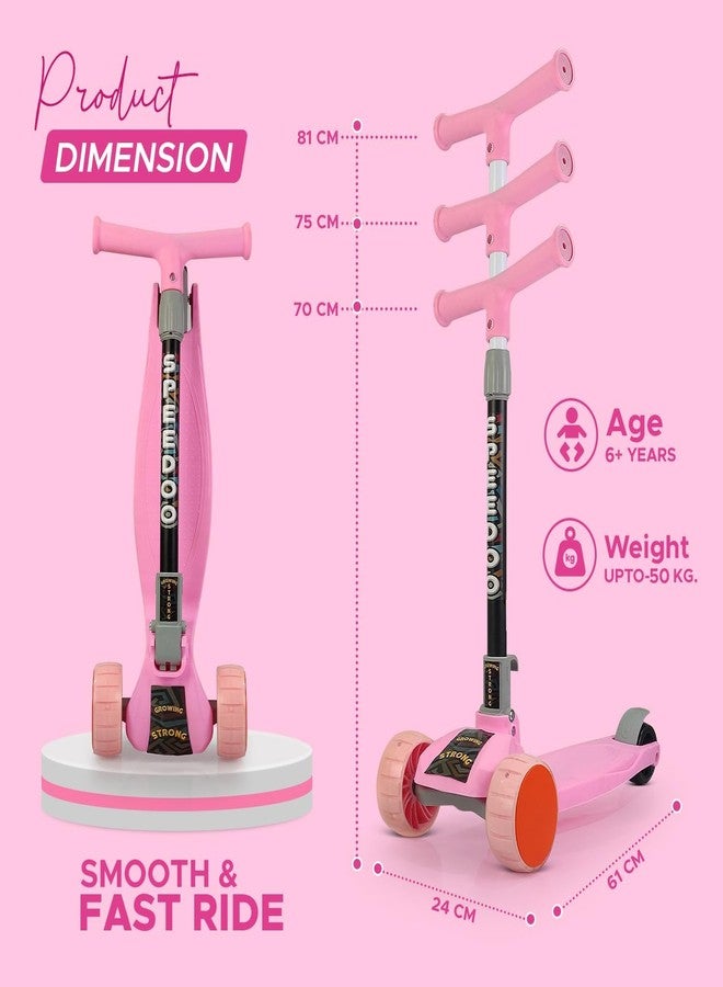 Drumstone (𝗦𝗽𝗲𝗰𝗶𝗮𝗹 𝟭𝟬 𝗬𝗲𝗮𝗿𝘀 𝗪𝗮𝗿𝗿𝗮𝗻𝘁𝘆) Foldable Kids Kick Scooter - 3 Adjustable Heights, Light-Up PVC Wheels, Rear Foot Brake, and Sturdy 3-Wheel Design for Toddlers and Kids - Image 2